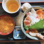 岡山市南区【備前洲崎 八右衛門】初ランチは海鮮丼で炙り中トロが堪らない!魚も肉も豆腐も美味しい居酒屋の料理