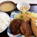 岡山市南区市場【食堂 備前】アジフライとミンチカツで時間差ランチ!海鮮丼は11時30分から!
