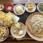 備前市【閑谷手打ちそば 椿庵】炊き込みご飯に天ぷら・小鉢・そば茶プリンの付いた椿ランチに舌鼓！